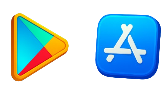 Google Play, App Store.